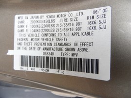 2005 HONDA CRV SE GOLD 4WD 2.4 AT A19986